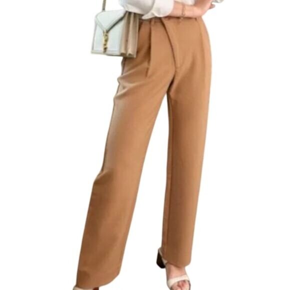 Abercrombie & Fitch Pants - Abercrombie & Fitch Women’s Crossover Waist Tailored Relaxed Pant, Camel Brown